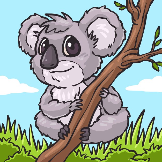Ilustración de koala de dibujos animados dibujados a mano