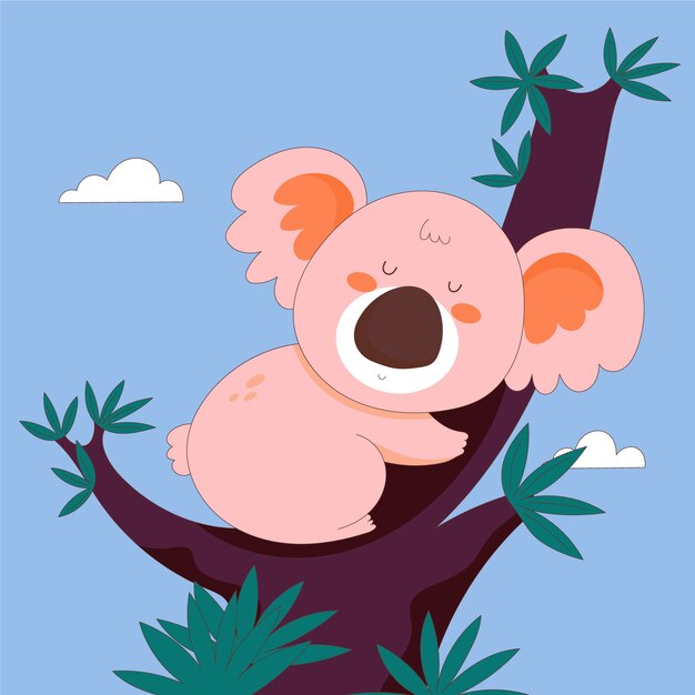 Ilustración de koala de dibujos animados dibujados a mano