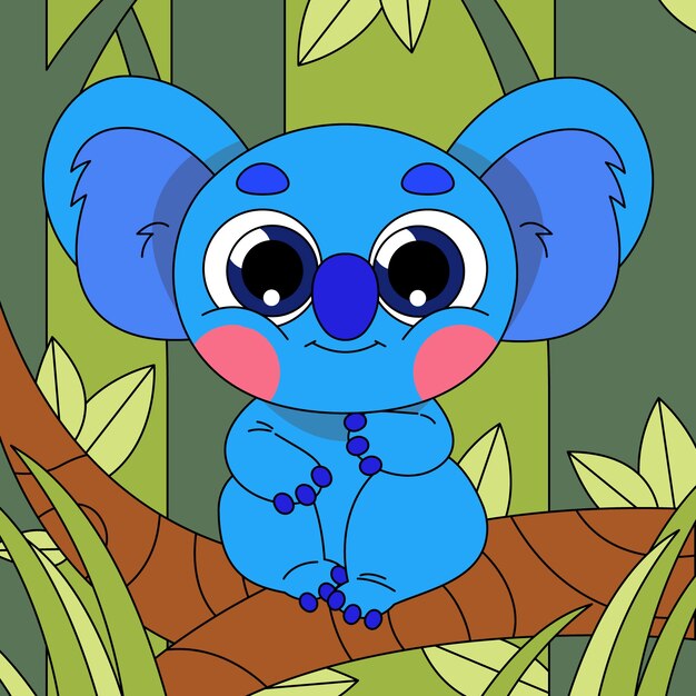 Ilustración de koala de dibujos animados dibujados a mano