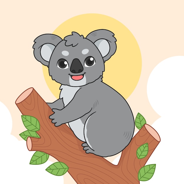 Vector gratuito ilustración de koala de dibujos animados dibujados a mano