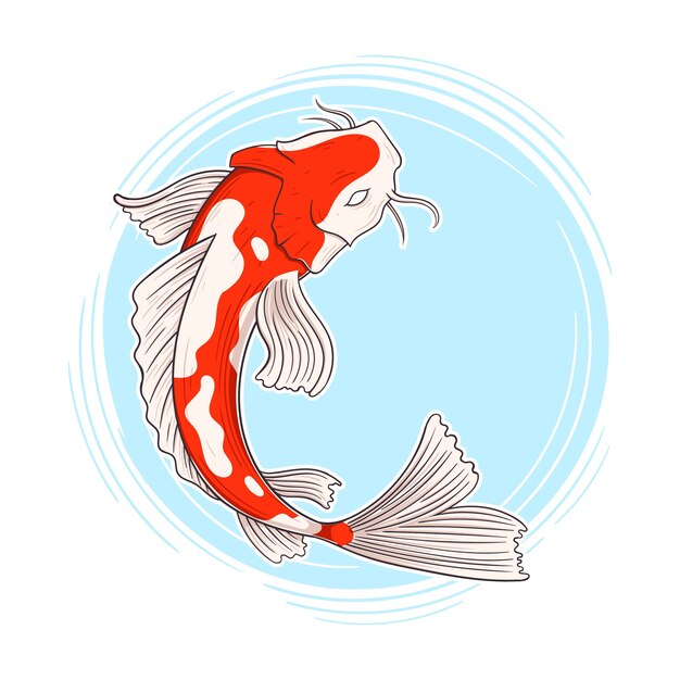 Ilustración de koi dibujado a mano