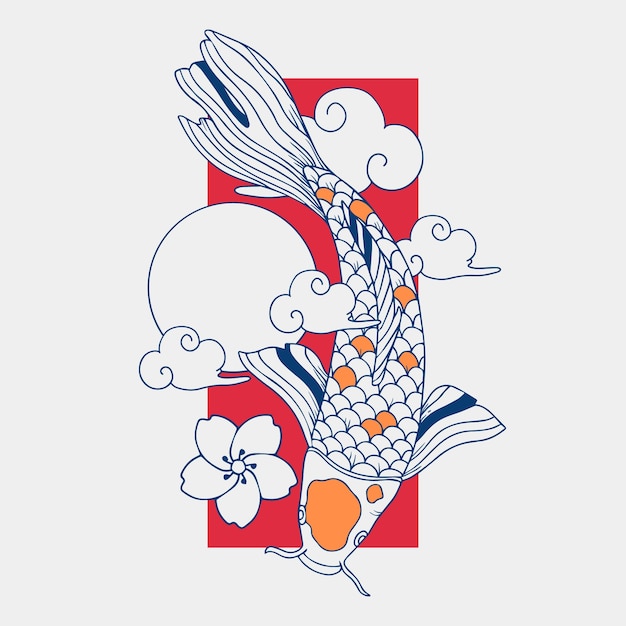 Ilustración de koi dibujado a mano
