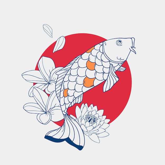 Vector gratuito ilustración de koi dibujado a mano