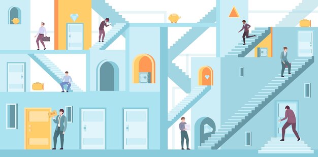 Ilustración de laberinto de personas de negocios