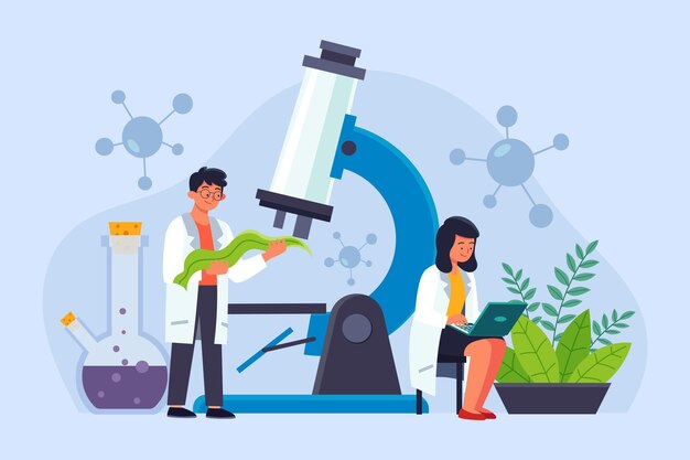 Ilustración de laboratorio de biotecnología plana