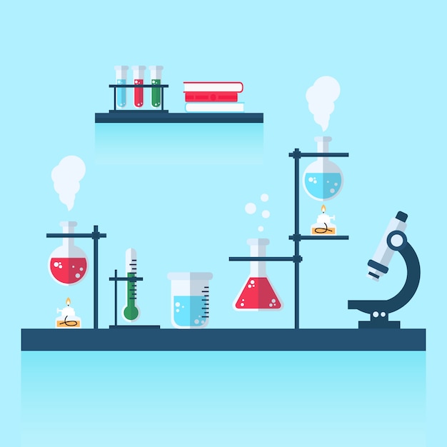 Ilustración de laboratorio de ciencias de diseño plano