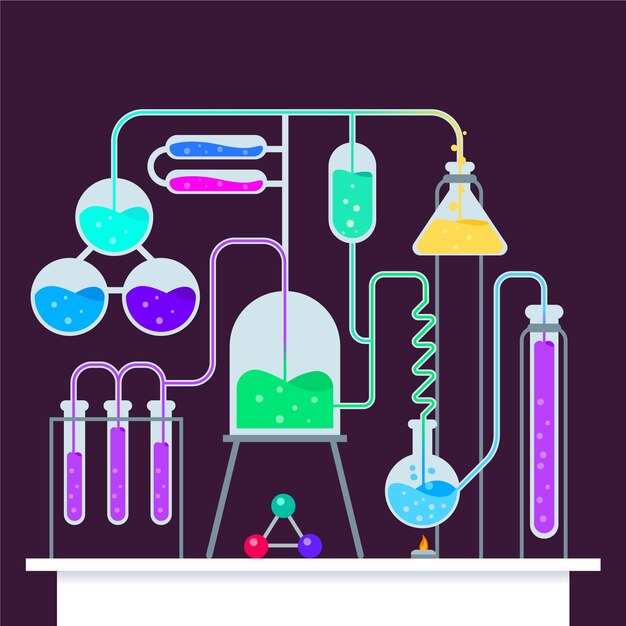 Ilustración con laboratorio de ciencias