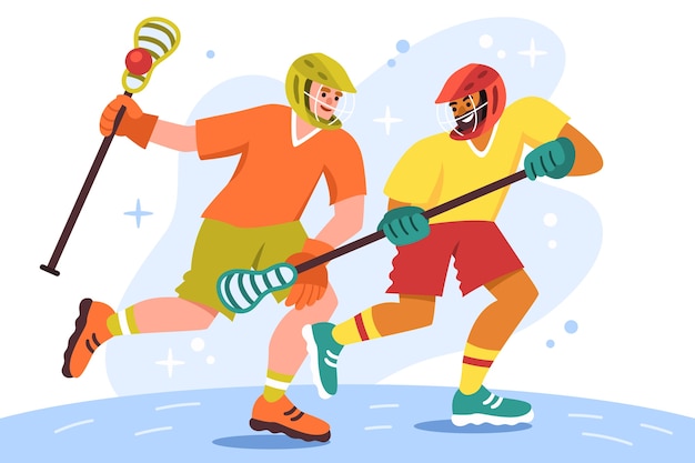 Ilustración de lacrosse de diseño plano dibujado a mano