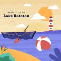 Vector gratuito ilustración de lago balaton dibujado a mano
