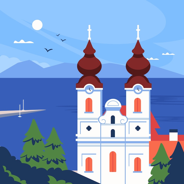 Vector gratuito ilustración de lago balaton dibujado a mano