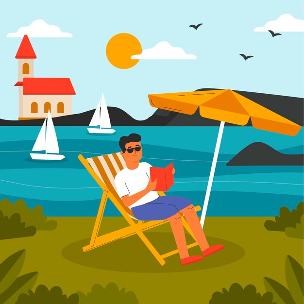 Ilustración de lago balaton dibujado a mano