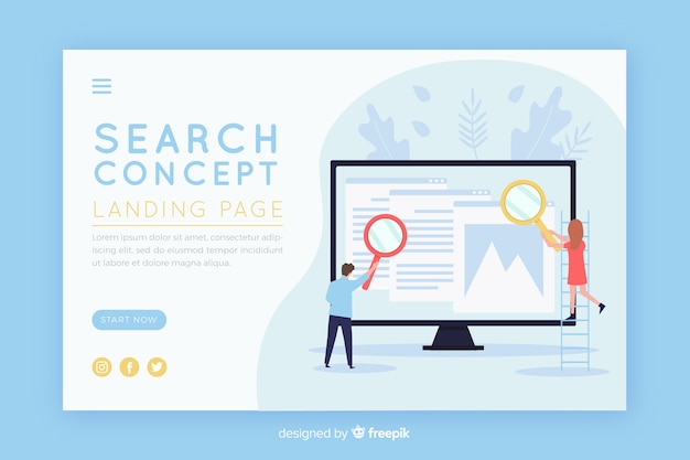 Vector gratuito ilustración para landing page con concepto de búsqueda.