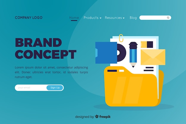 Ilustración para landing page con concepto de marca.