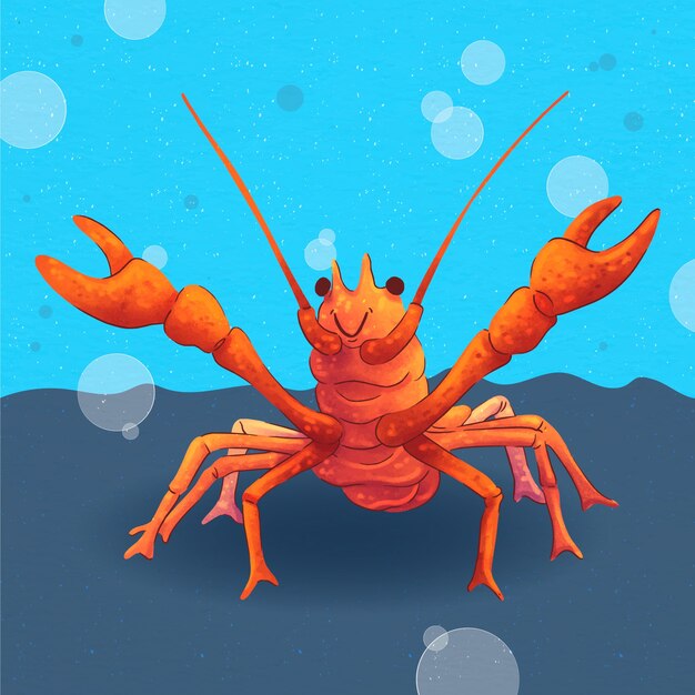 Ilustración de langosta acuarela