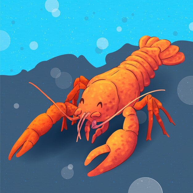 Ilustración de langosta acuarela