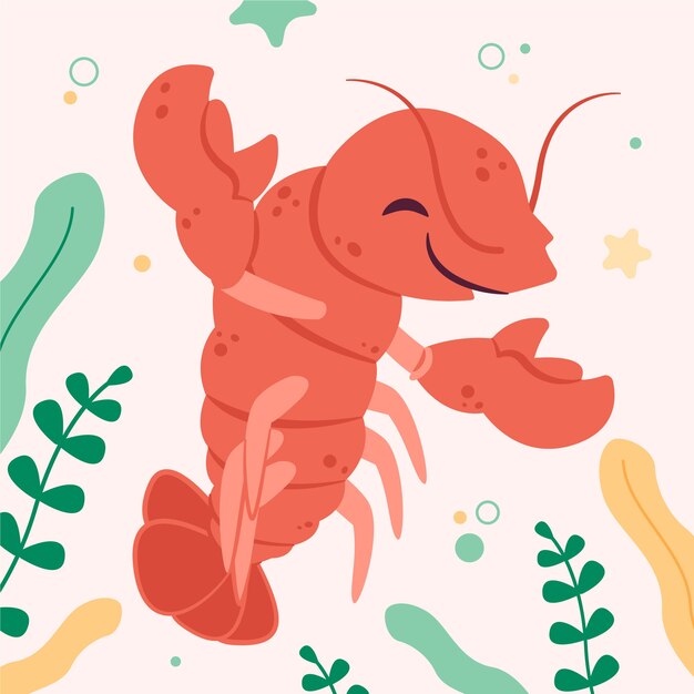 Ilustración de langosta dibujada a mano