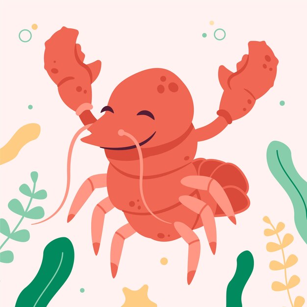 Ilustración de langosta dibujada a mano