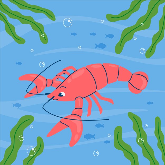 Ilustración de langosta dibujada a mano