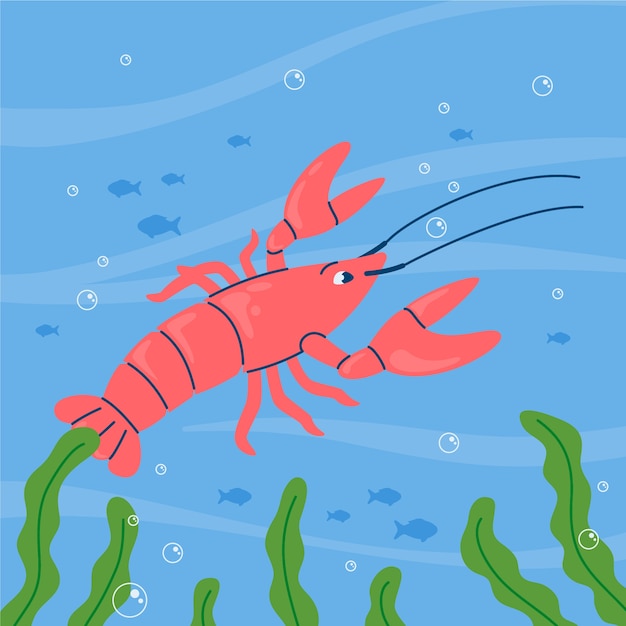 Ilustración de langosta dibujada a mano