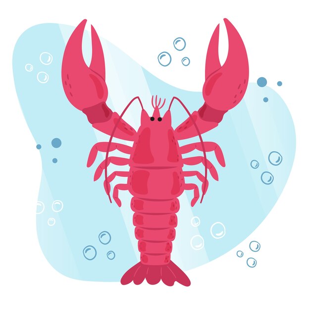Ilustración de langosta de diseño plano dibujado a mano