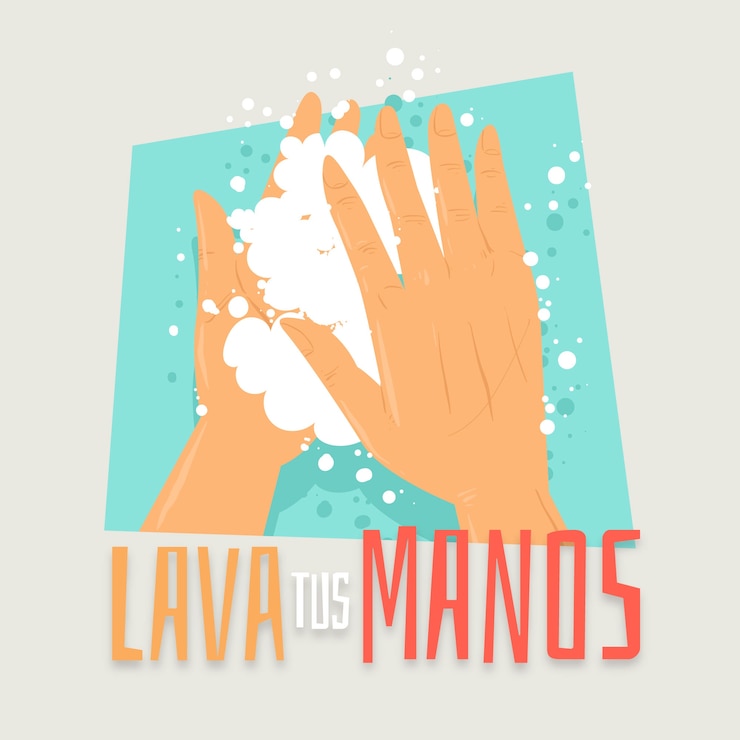 Vector gratuito ilustración de lavarse las manos en español