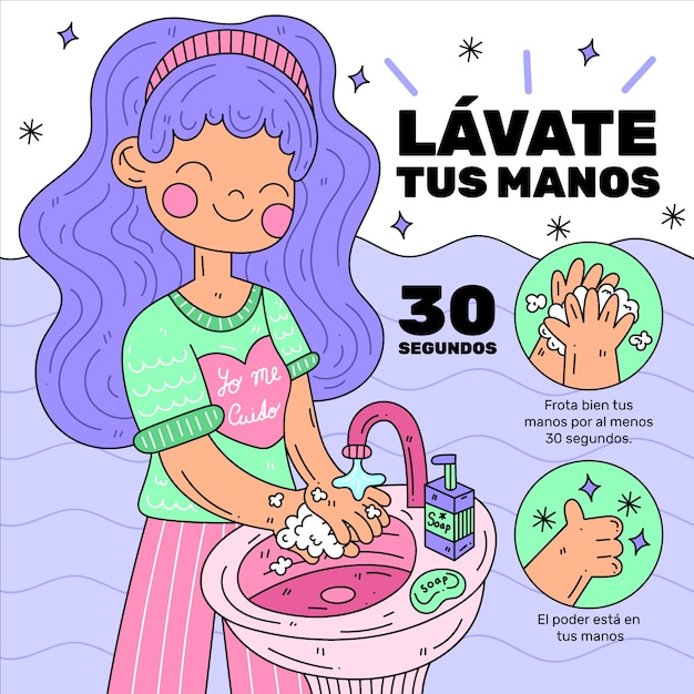 Ilustración de lavarse las manos