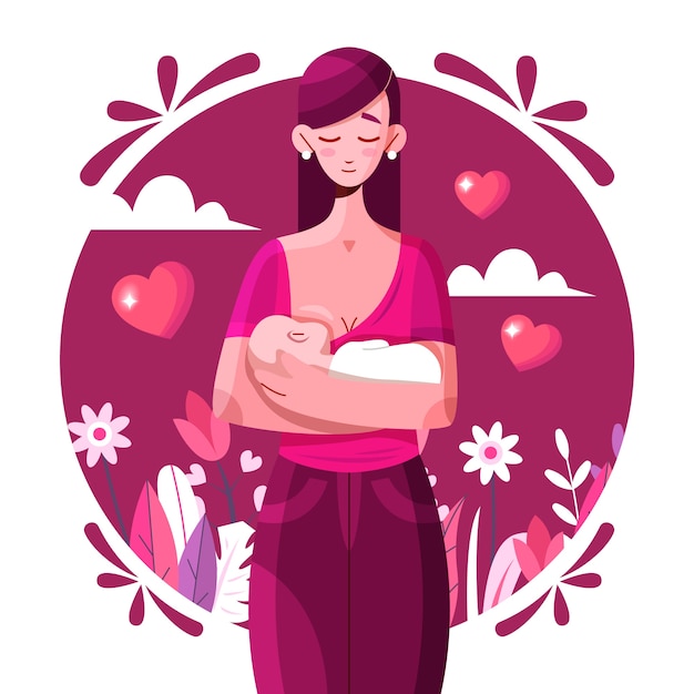 Vector gratuito ilustración de leche materna de diseño plano