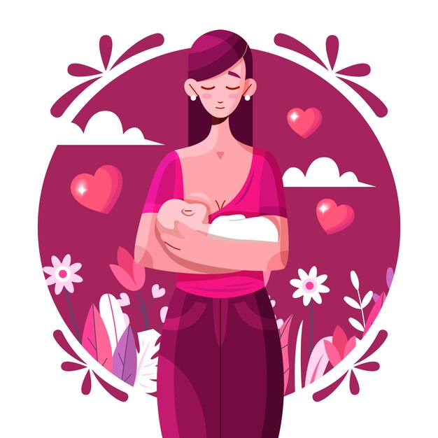 Ilustración de leche materna de diseño plano