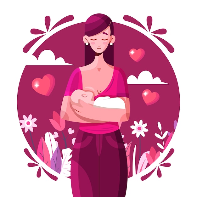 Ilustración de leche materna de diseño plano