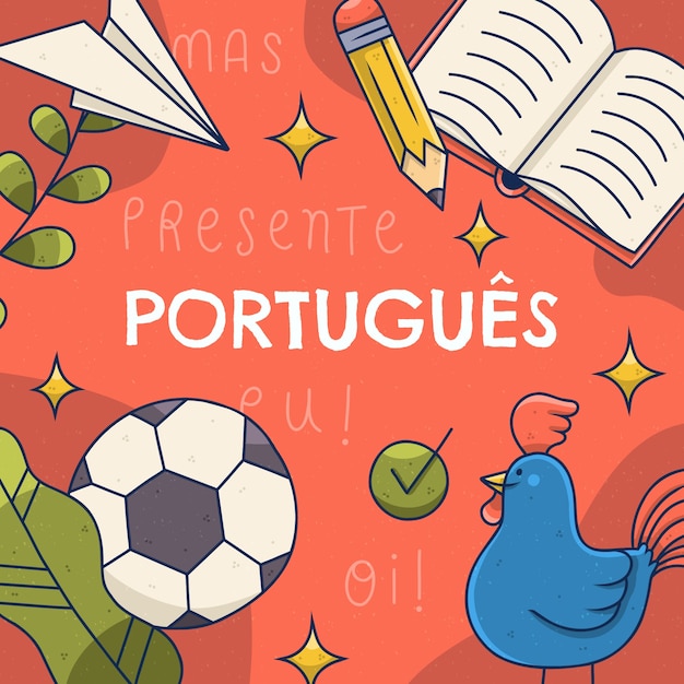 Vector gratuito ilustración de lengua portuguesa dibujada a mano