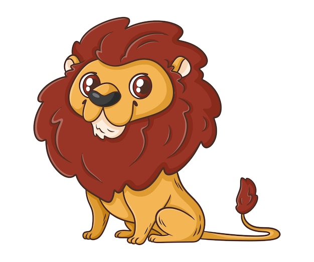 Ilustración de león de dibujos animados dibujados a mano