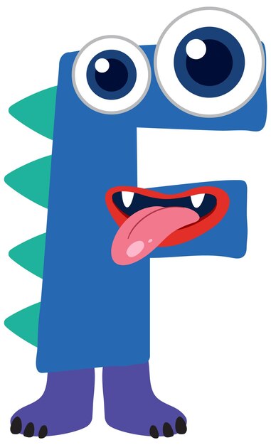 Ilustración de la letra F del alfabeto del monstruo juguetón