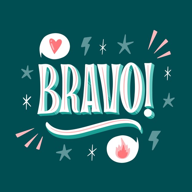 Ilustración de letras bravo dibujadas a mano