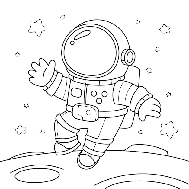 Ilustración de libro de colorear de astronauta