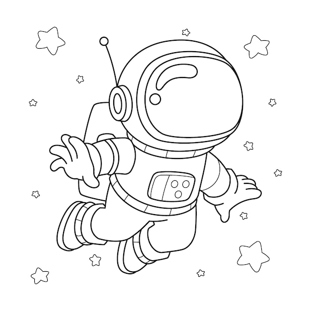 Vector gratuito ilustración de libro de colorear de astronauta