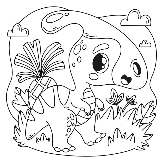 Ilustración de libro para colorear de dinosaurios
