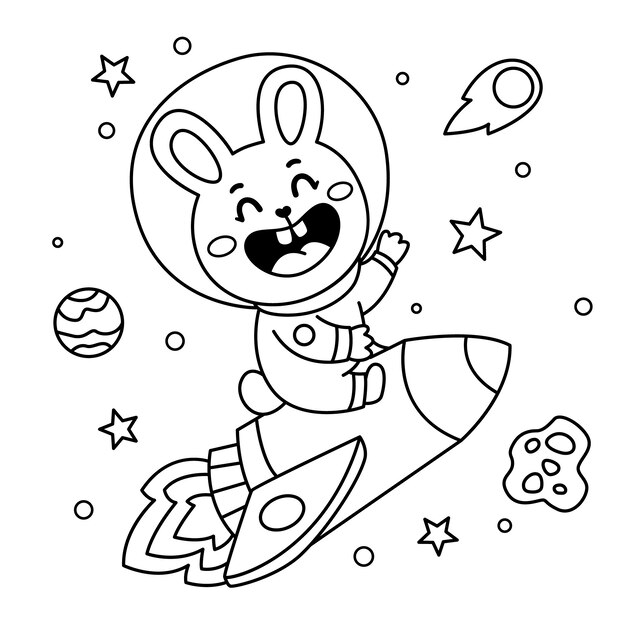 Ilustración de libro para colorear kawaii dibujado a mano