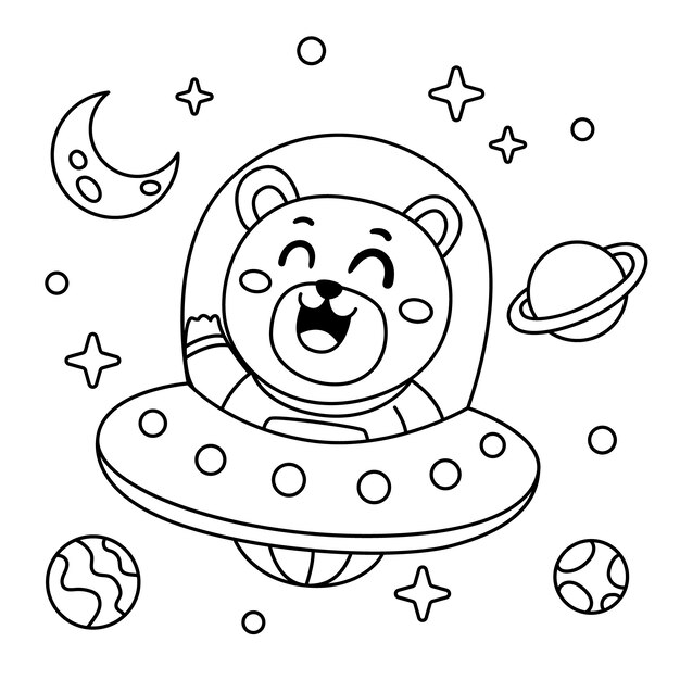 Ilustración de libro para colorear kawaii dibujado a mano
