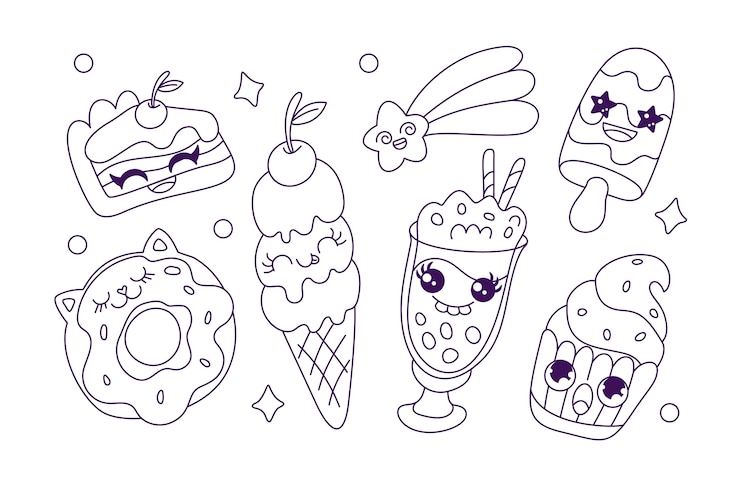 Vector gratuito ilustración de libro para colorear kawaii dibujado a mano