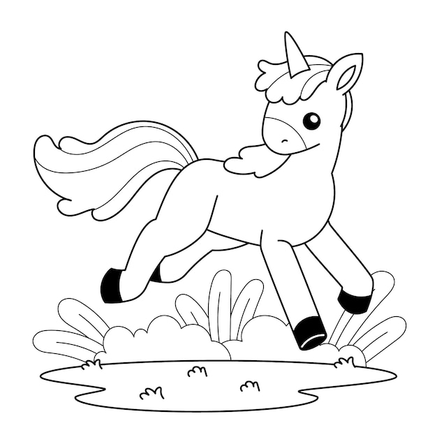 Ilustración de libro para colorear de unicornio
