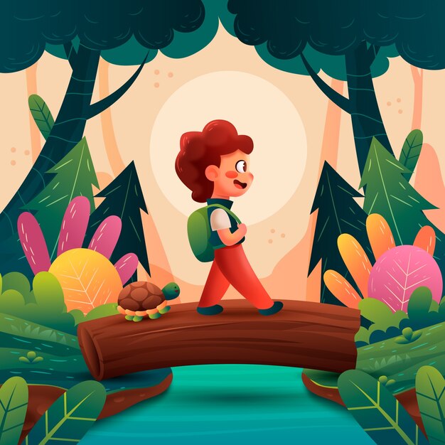 Ilustración de libro infantil degradado