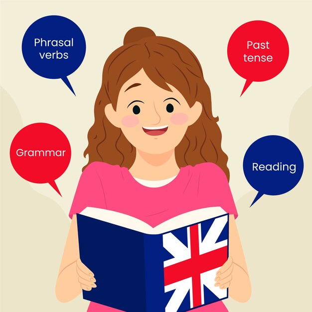 Ilustración de libro inglés dibujado a mano