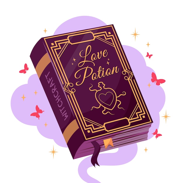 Vector gratuito ilustración de libro de poción de amor