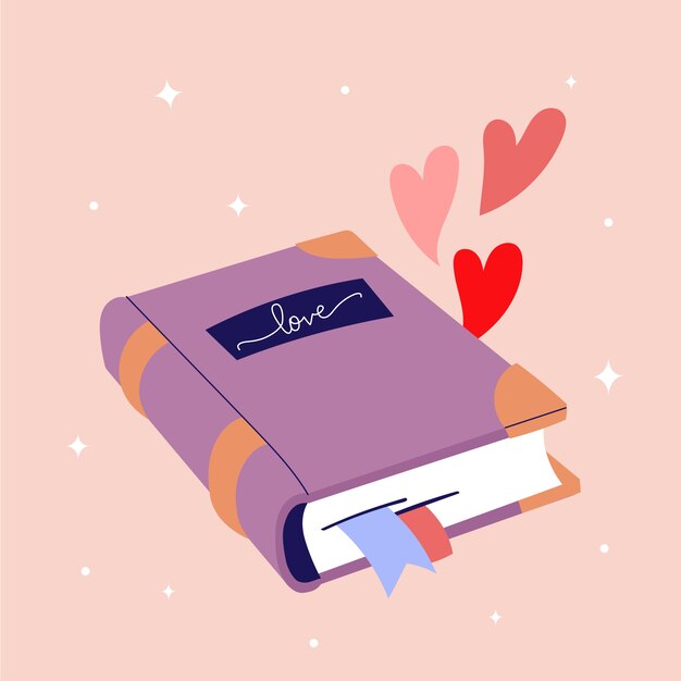 Ilustración de libro de poción de amor