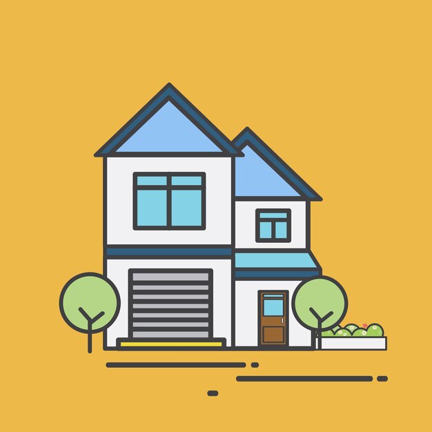 Ilustración de una linda casa