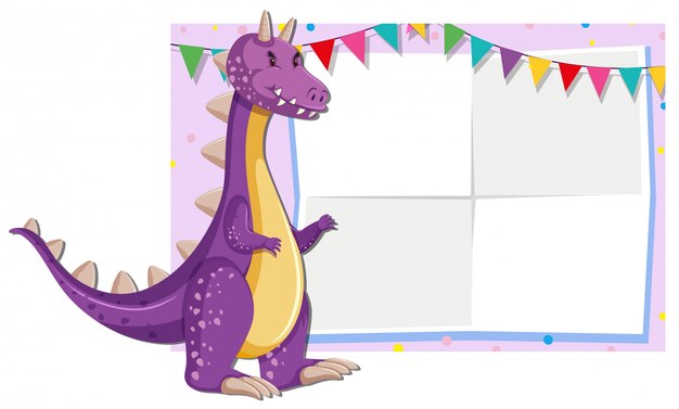 Una ilustración linda del dragón en fondo en blanco de la nota