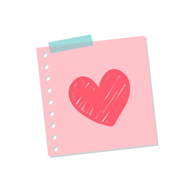 Ilustración linda y dulce nota de amor