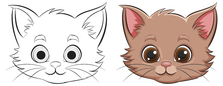 Vector gratuito ilustración linda de gatito antes y después