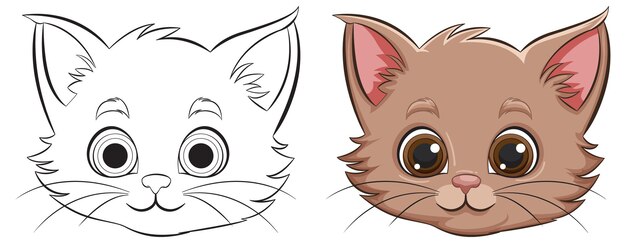Ilustración linda de gatito antes y después