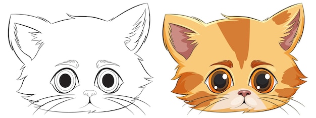Vector gratuito ilustración linda de gatito antes y después
